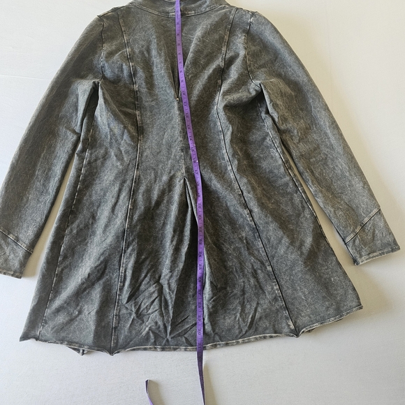 TESTIMONY Victorian Gold Button Jacket Womens Sz S Black Acid Wash French Terry. - Picture 12 of 16